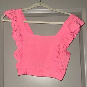 FAVLUX Bright Pink Ruffle Crop Top